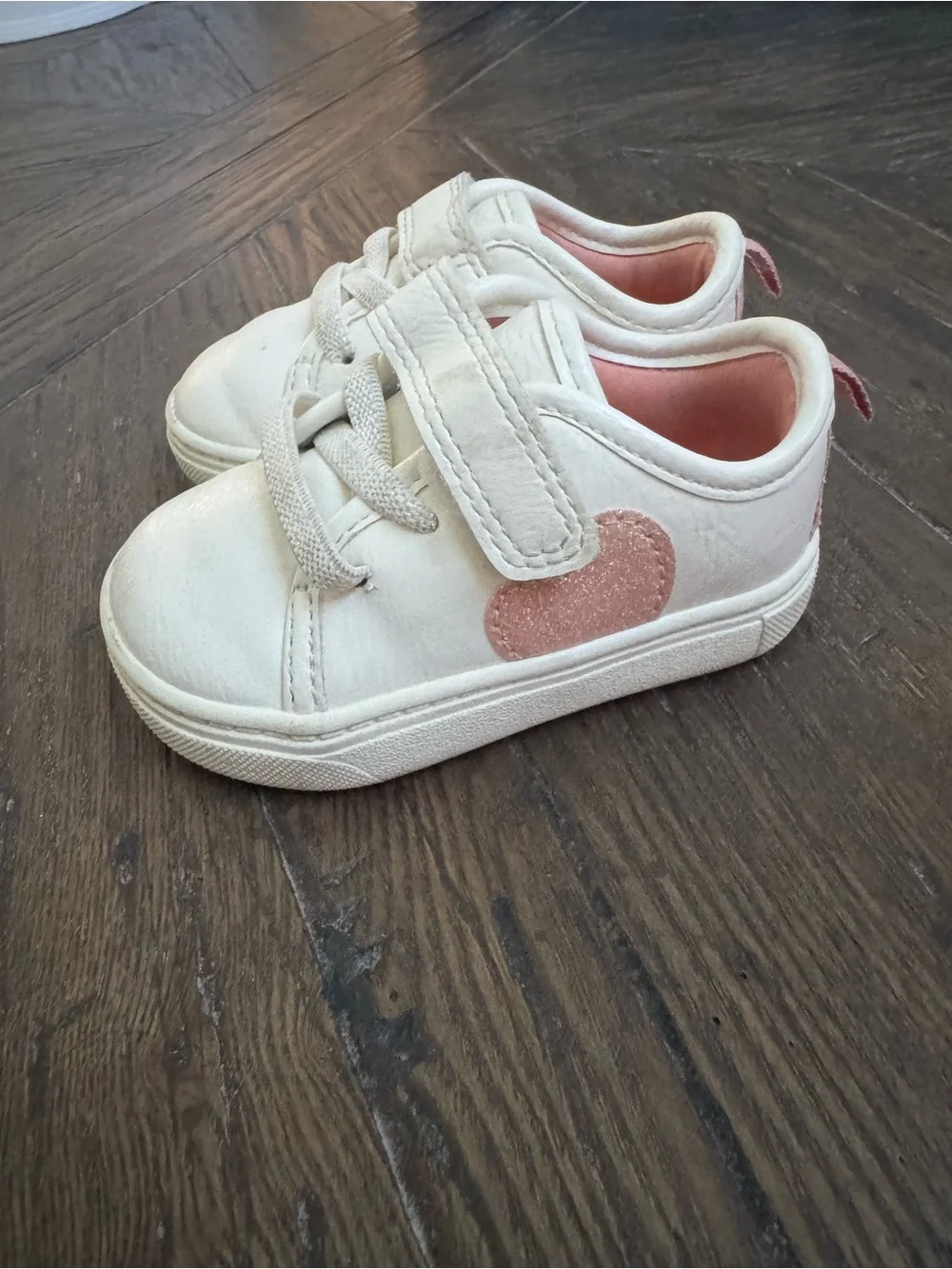 Carter's White Toddler Sneakers with Pink Heart - Size 3